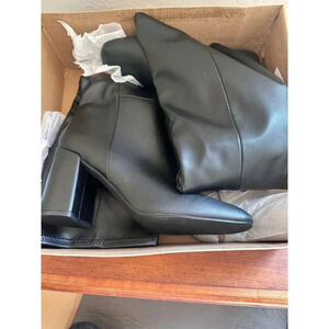 Steve Madden Lizah Black Womens Block Heel Knee-High Boots Size 8.5 PU Leather